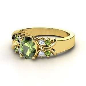  Gabrielle Ring, Oval Green Tourmaline 14K Yellow Gold Ring 