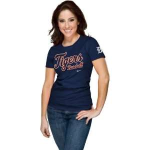  Detroit Tigers Womens 2012 Nike Navy Practice T Shirt 