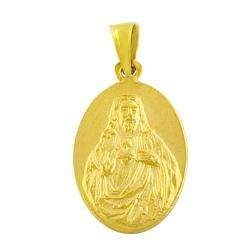 14k Yellow Gold Sacred Heart of Jesus Medal Pendant  