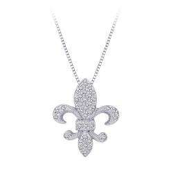 14k White Gold 1/6ct TDW Fleur de lis Diamond Necklace (G H, I2 I3 