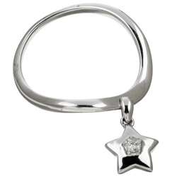 14k White Gold Dangle Star Diamond Ring  