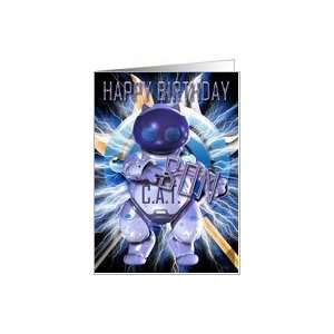  Happy Birthday Son, Robot Cat, Techno Modern Card Toys 