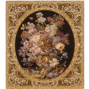  Floral Composition in Vase Black Wall Tapestry