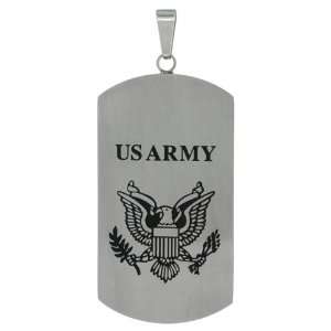  Surgical Steel US Army Dog Tag Pendant, 1 11/16 in. x 15 