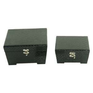  Keystone Black Leather Jewelry Box with Tapered Design 