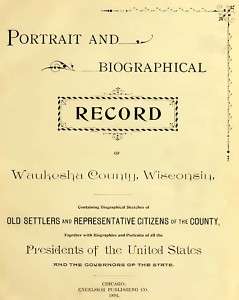 1894 Genealogy & History Waukesha County Wisconsin WI  