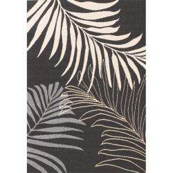 Alexa Euro Collection Coconut Leaves Fossil Gray Rug (52 x 76 