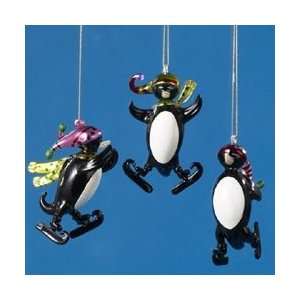  New   Club Pack of 12 Glass Penguin Skiing and Skating 