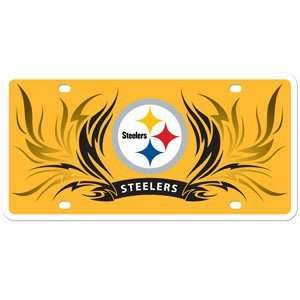 Pittsburgh Steelers Flame design Styrene License Plate. Officially 