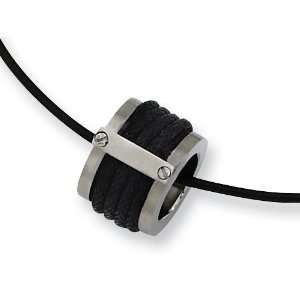   Chisel Stainless Steel Leather Accent Necklace Finejewelers Jewelry