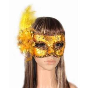  Venetian Cosplay Mask   Golden Feather Roleplay Prop 