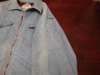   Aztec Blanket Lined Light Wash Denim Barn Coat Jacket Sz XL  