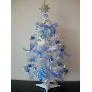   Themed Decorated White Table Top Christmas Tree 