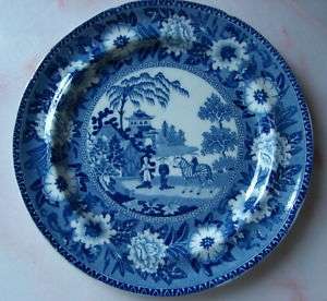 1820s Rogers Blue China 10 Plate Oriental Zebra  