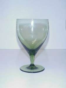 VINTAGE GREEN GLASS ICED WATER TUMBLERS GLASSES SET 6  