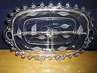 Heisey Glass Co Lariat loop 3 part divided relish dish w/flower 