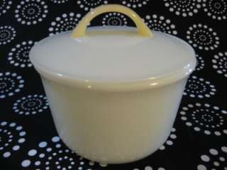 White Pyrex Sugar Bowl Open + Plastic Lid EXCELLENT  