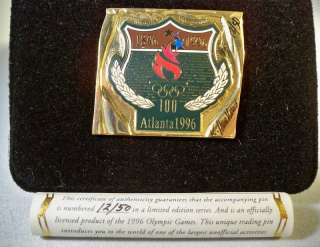 1996 ATLANTA OLYMPIC TORCH 1896 1996 PROOF PIN 1/50  