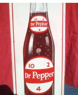 Vintage Old Large Dr Pepper Metal Advertising Sign w Bottle 1968 Soda 