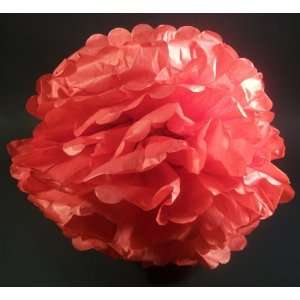 Red 12 Tissue Pom Poms Paper Flower Balls   Wedding Bridal Baby 