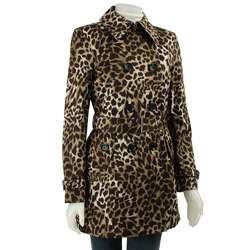 MICHAEL Michael Kors Womens Leopard Print Trench Coat  