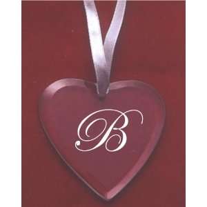  Glass Heart Ornament with the letter B 