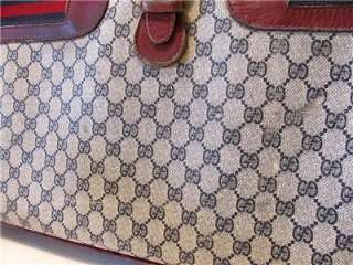 Vintage Gucci Suitcase Luggage Travel Bag Navy & Red Stripe  