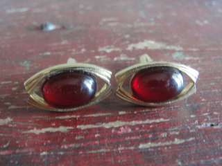 SWANK red stone cuff links, gold tone  