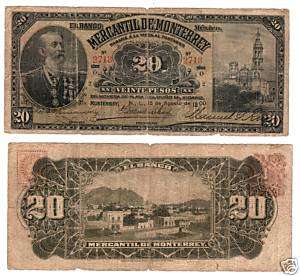 Mexico $ 20 Pesos Banco Mercantil de Monterrey S 354  
