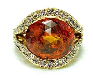 WOW 18k yellow Gold Mandarin Citrine Diamond Ring  