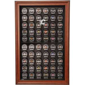  60 Puck Brown Cabinet Style Display Case   Calgary Flames 