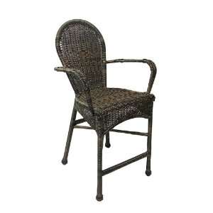  47 Black/Brown Resin Wicker Pub Chair #KLY10308BB GD 
