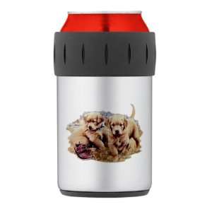    Thermos Can Cooler Koozie Golden Retriever Puppies 