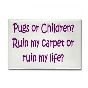  Pugs or Children? Funny Rectangle Magnet by  