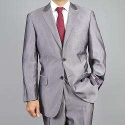 Carlo Lusso Mens Silver Grey 2 Button Suit  