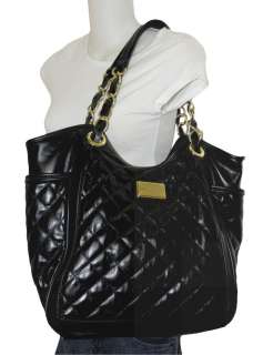  QUILTED FAUX LEATHER LUSH LIFE BLACK EXTRA LARGE TOTE BAG nwot  