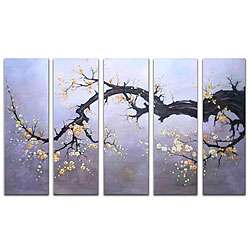 Blooming Branch 5 piece Hand painted Canvas Art Set  