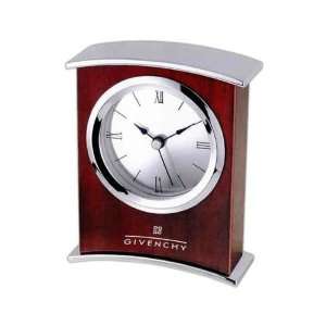   analog desk clock with chrome trim and a pearlescent clock face. Home