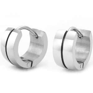  316L Stainless Steel Hoop Earrings for Men Jewelry (Silver 