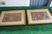 ORIENTAL WATERCOLOR PAINTINGS LATE 1800S SET OF TWO (2)  