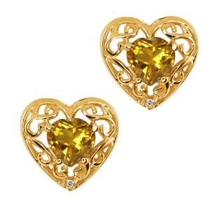  0.94 Ct Heart Shape Citrine and Topaz Gold Plated Silver 