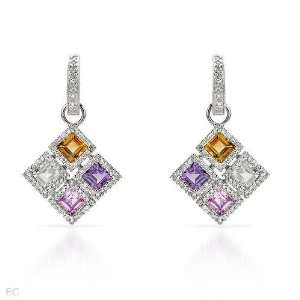  14K White Gold 0.8 CTW Amethyst and 0.77 CTW Aquamarine 