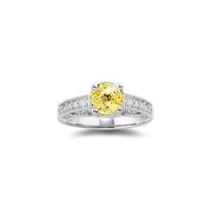  0.57 Ct Diamond & 1.60 Cts Yellow Sapphire Filigree Ring 