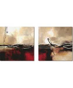   Maitland Symphony in Red and Khaki Canvas Art   Set  
