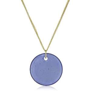   New York Modern Sea Blue Glass Circle Pendant Long Necklace Jewelry