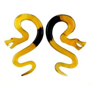 SNAKE Handmade Organic Horn Gauged Earrings 1 Pair  