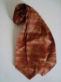 Vintage 1940s/50s/60s Handmade CRAVAT Brown PAISLEY Tie Scarf  