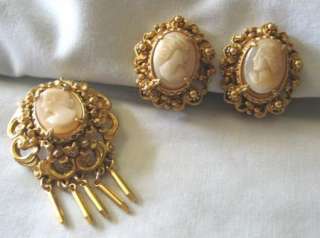 Florenza Shell Cameo Pin / Pendant & Earrings  