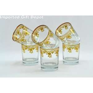  Karat Gold Pattern   Made of Finest Three Star Glass   Set of 6