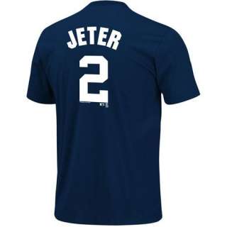 New York Yankees Derek Jeter Player Name & Number 2 on Back T Shirt by 